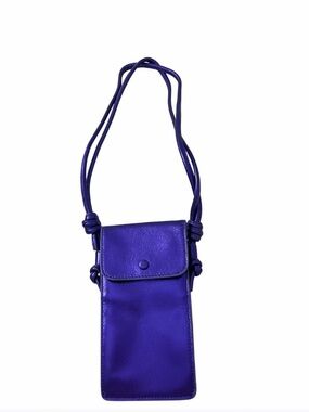 NEW Vera Bradley Genuine Sheepskin Leather Crossbody Phone Pouch Metallic Purple